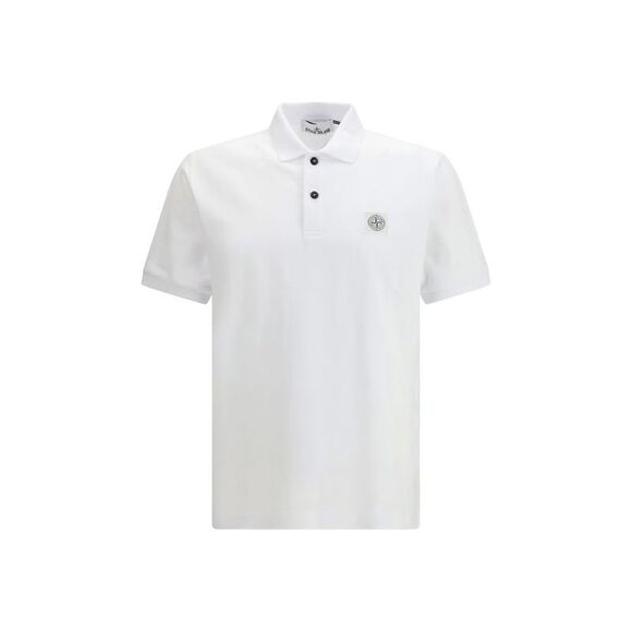 Stone Island White Cotton Polo Men's Shirt